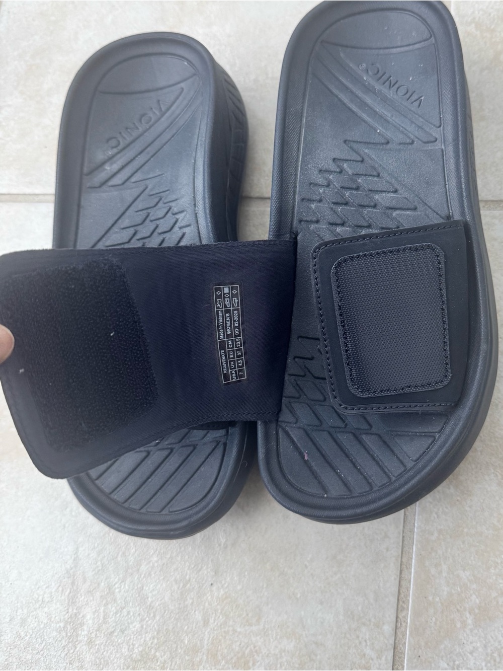 Vionic Rejuvenate Recovery Slides Womens 7 Black Adjustable Orthotic Sandals - Picture 3 of 9